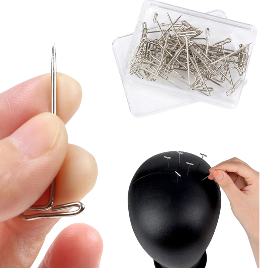 AliLeader Good Quality Silver 50pcs Tpins for Wigs Making/Display On Foam Head 38mm Long T-pins Sewing Hair Needles Styling tool