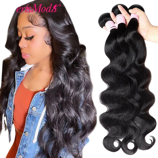 PerisModa Body Wave Bundles Human Hair Brazilian Weaving Natural Black 3 4 Bundles Deal Virgin Hair 30 Inch Raw Hair Extensions